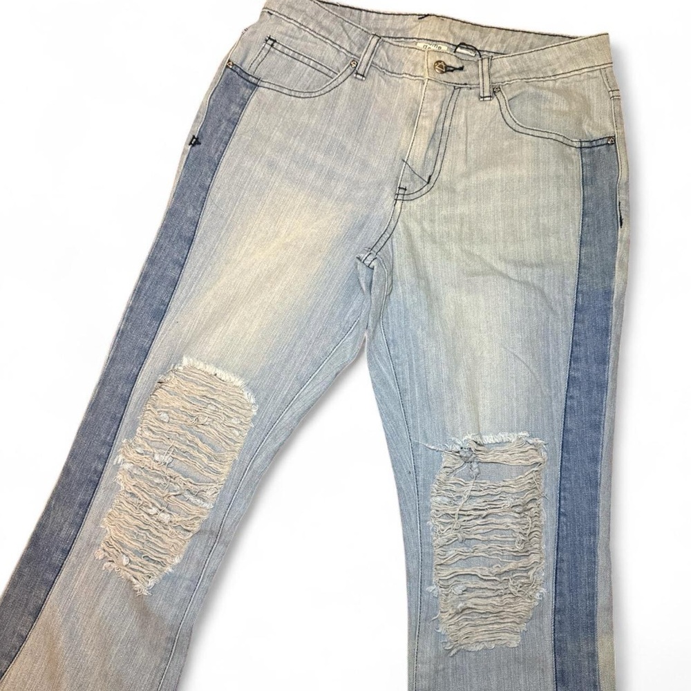 NWT Somedays Lovin Skyfall Distressed 70s Mid-Rise Denim Flare Jeans — SMALL - Picture 5 of 8